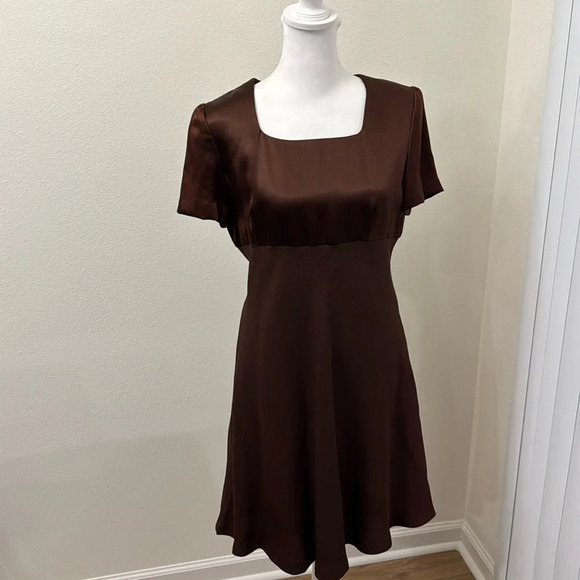 DONNA RICCO size 8 brown tailored vintage cocktail dress in excellent condition - Picture 1 of 16